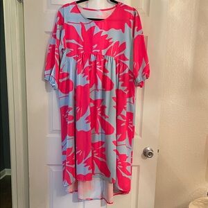 Floral Pink and Blue Dress